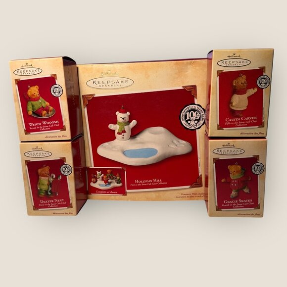 Hallmark Keepsake Hollyday Hill 100th Anniversary of the Teddy Bear Set of 5 - Picture 8 of 11